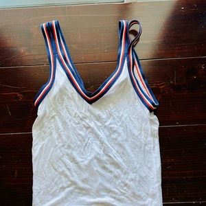 American Eagle Grey Blue/Red Striped Tank